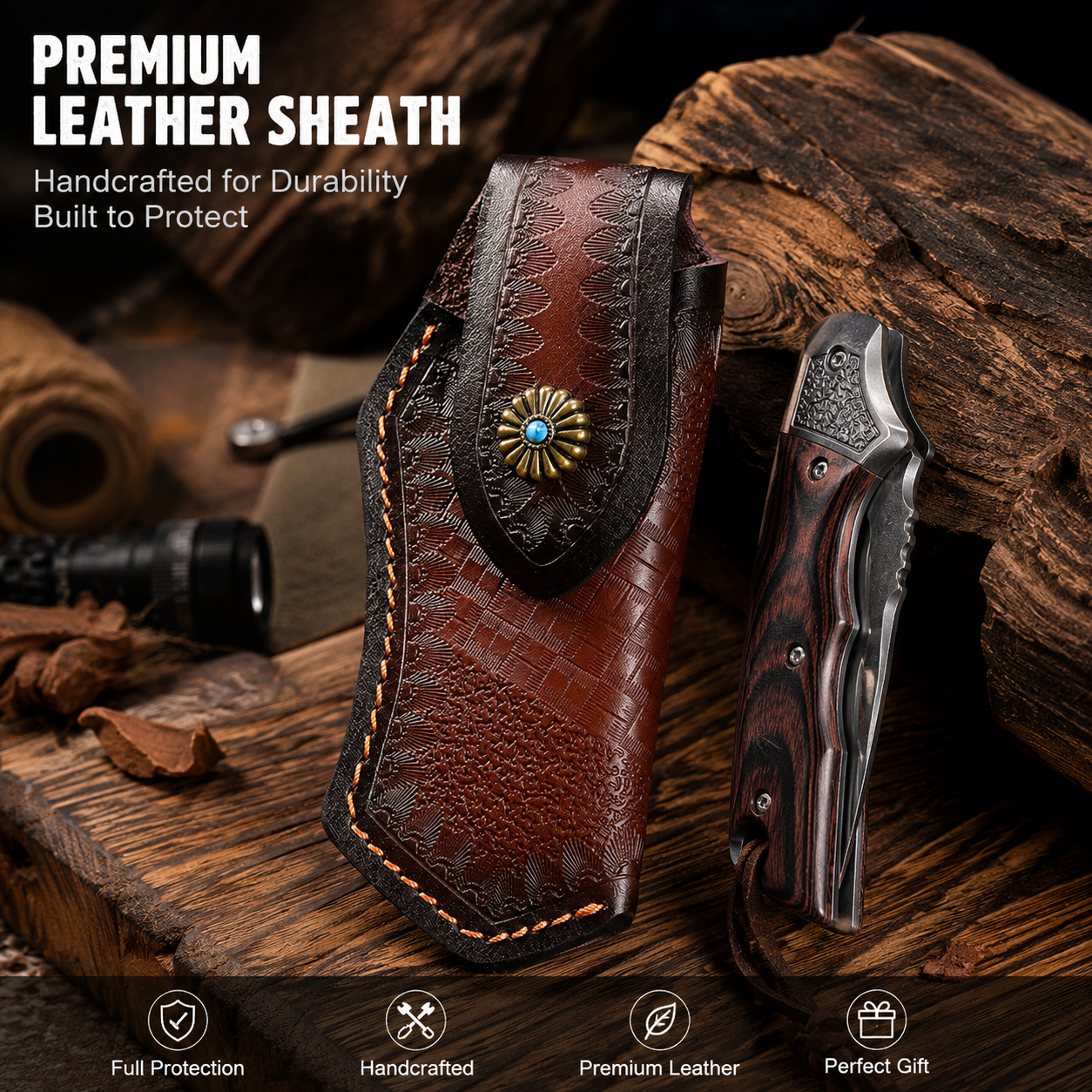 Handcrafted leather knife shea - Edc Carry Belt Leather บทวิจารณ์และราคา